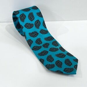 Dior Teal and Black Paisley Tie | 100% Silk Made in Italy | Like New